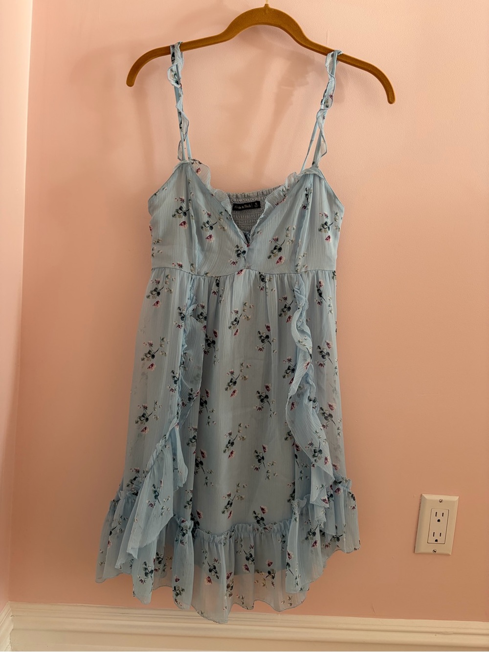 Abercrombie & Fitch Light Blue Floral Ruffle Mini Dress